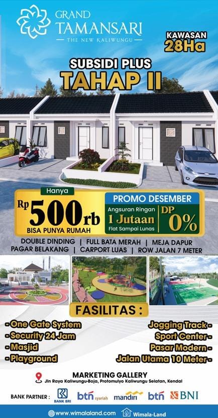 Promo Rumah Subsidi Kaliwungu DP 500 ribu angsuran 1 jutaan