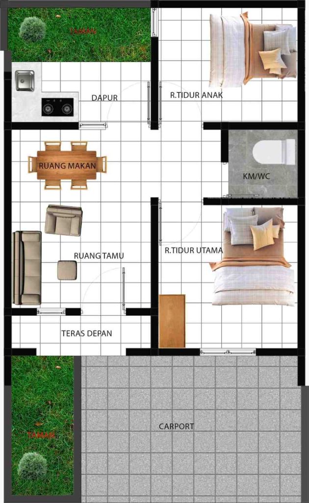 Denah Rumah Grand Tamansari Kaliwungu-Type Ebony